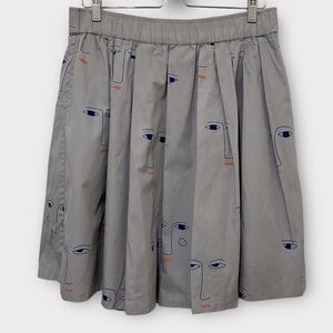 Kowtow Grey On The Surface Printed Faces Skirt Eclectic Size Medium